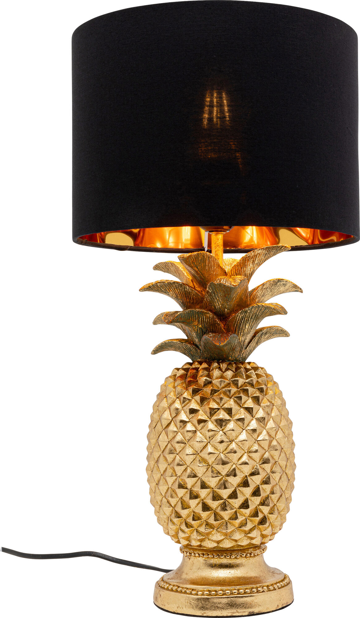 Lampa stołowa złota ananas abażur czarny Ø24x47 cm – grafika-1.