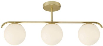Lampa sufitowa trzypunktowa 69 x 29 cm złota klosz biały – obraz-1