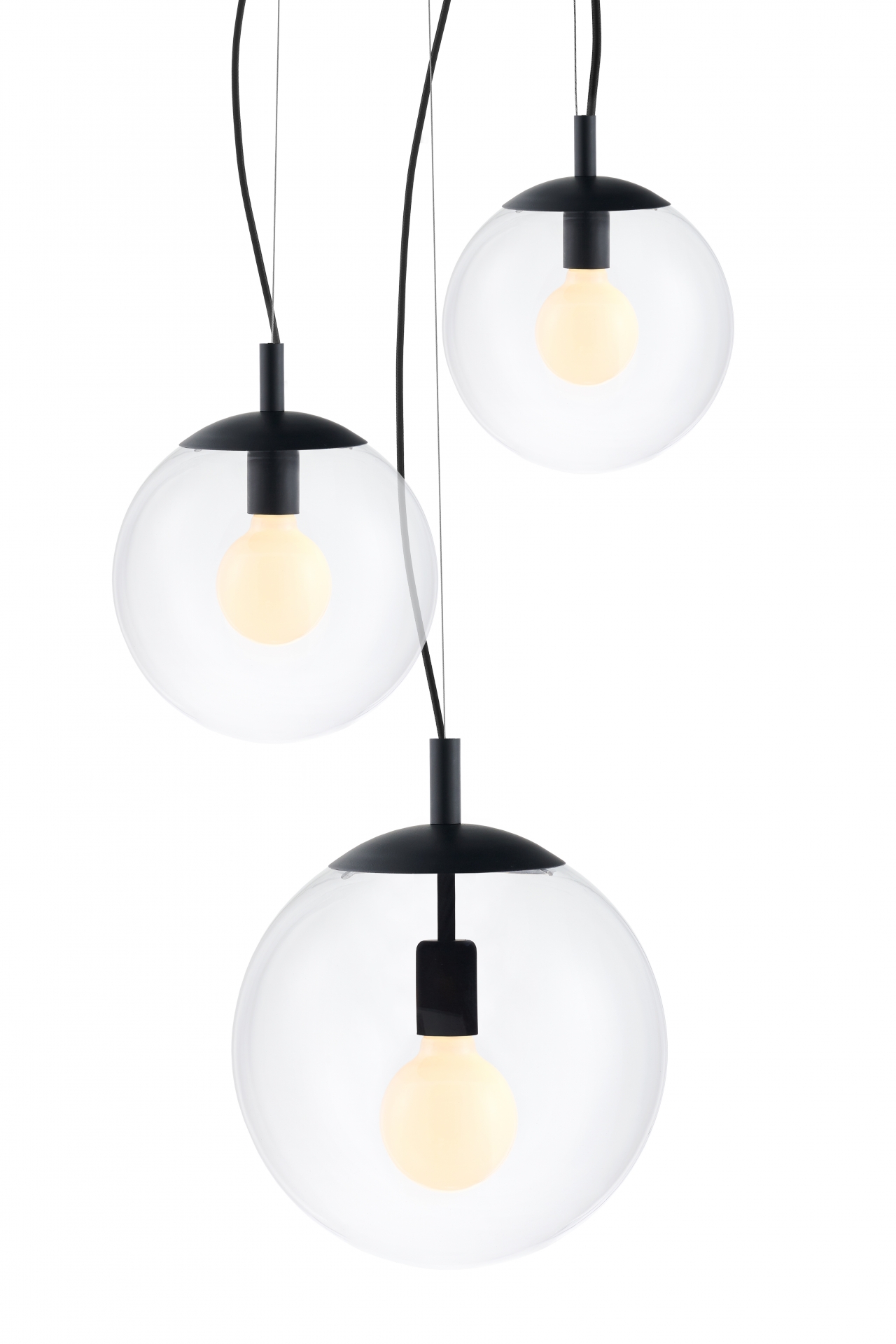 Lampa wisząca Alur 2 ∅30x160 cm czarno-transparentna – obraz-1