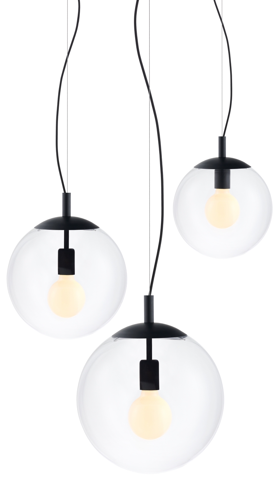 Lampa wisząca Alur 3 ∅48x180 cm czarno-transparentna – obraz-1