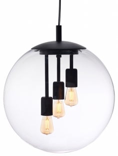 Lampa wisząca Alur L ∅40x160 cm czarno-transparentna – obraz-1