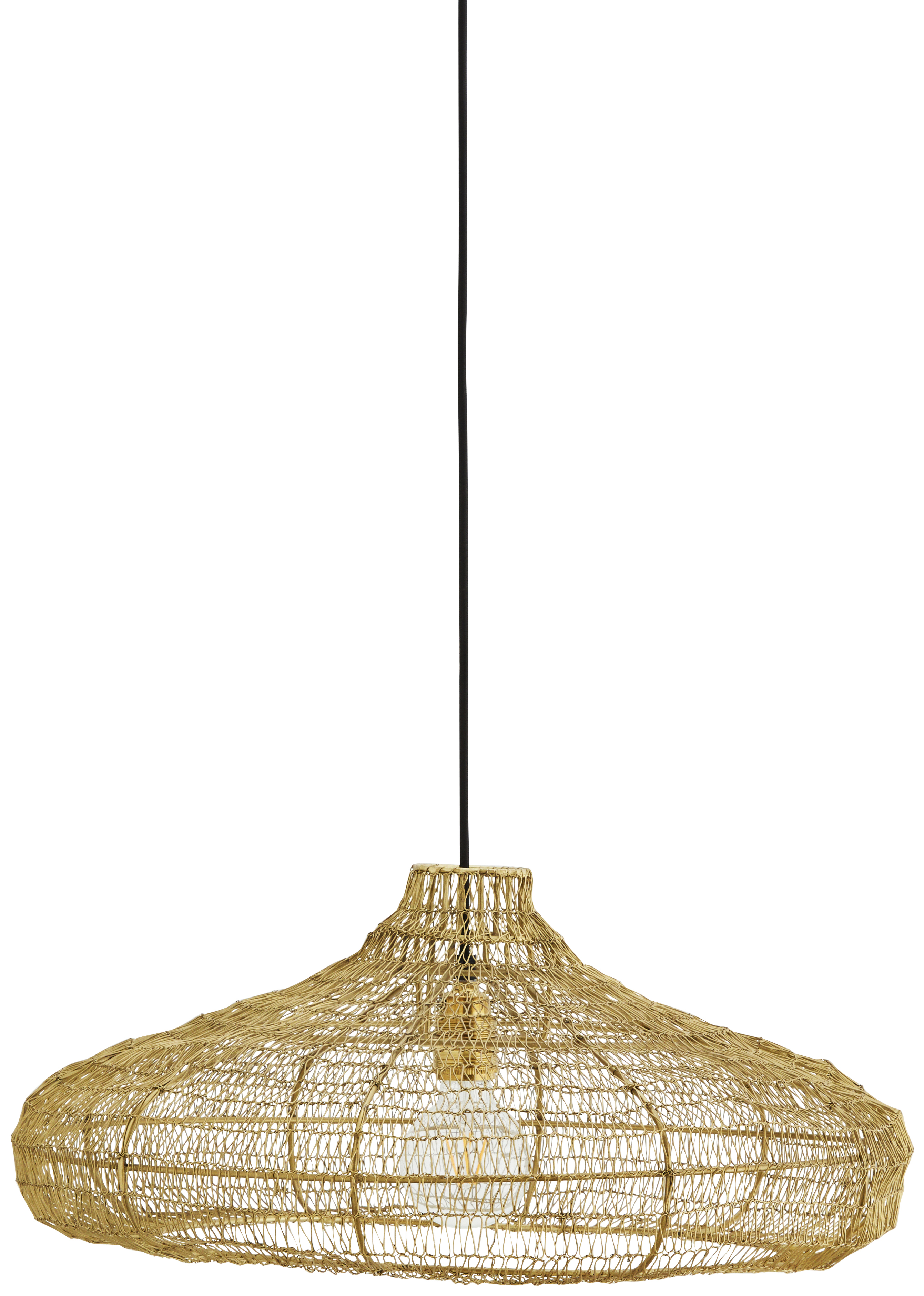 Lampa wisząca metalowa Ø54x24 cm mosiężna postarzana – obraz-1