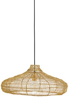 Lampa wisząca metalowa Ø54x24 cm mosiężna postarzana – obraz-1