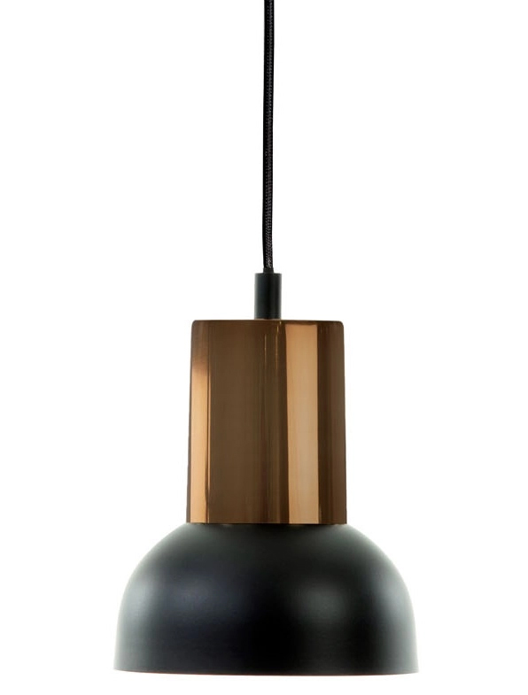 Lampa wisząca metalowa czarno-miedziana 21 cm – obraz-1