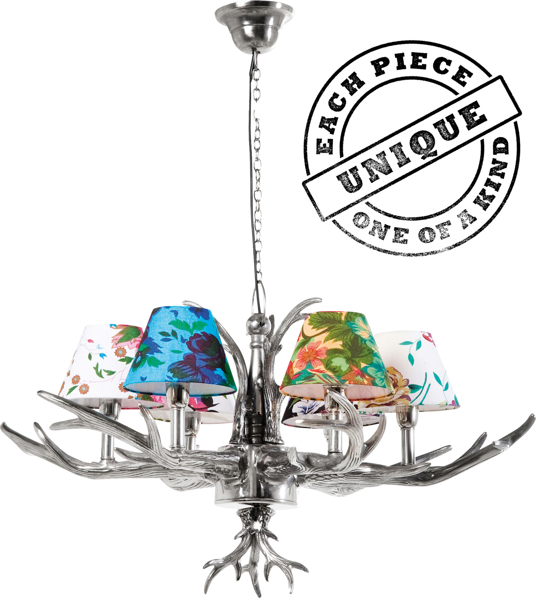 Lampa wisząca metalowa klosze z tkaniny 75x66 cm  – obraz-1