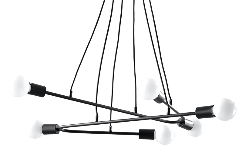 Lampa wisząca 6-punktowa metalowa czarna 80x40 cm – obraz-1