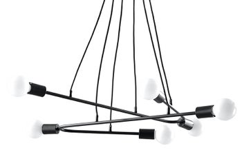 Lampa wisząca 6-punktowa metalowa czarna 80x40 cm – obraz-1