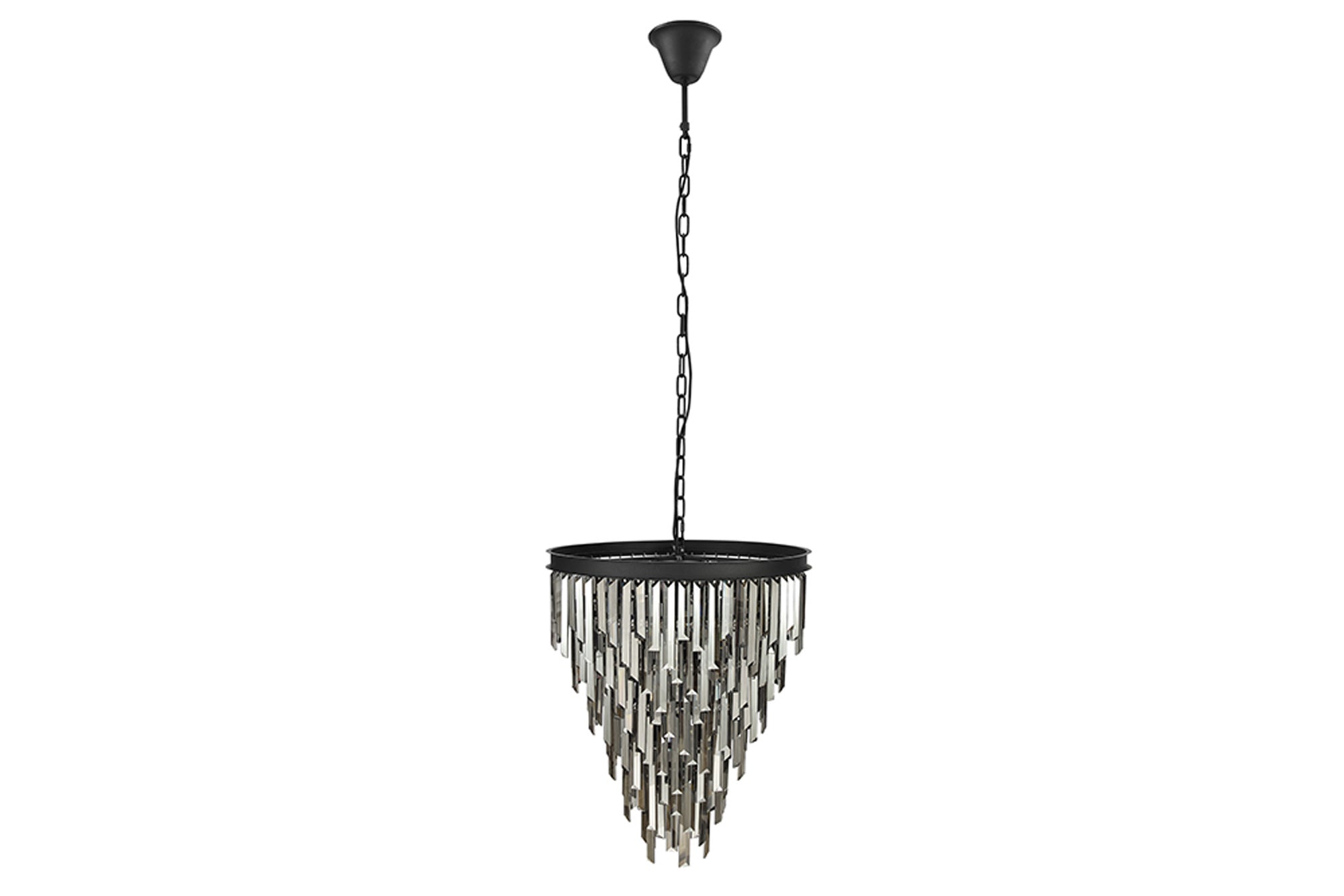 Lampa wisząca CRYSTAL 50 cm żelazo czarne, szklane kryształy szare – grafika-1.
