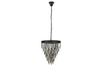 Lampa wisząca CRYSTAL 50 cm żelazo czarne, szklane kryształy szare – grafika-1.