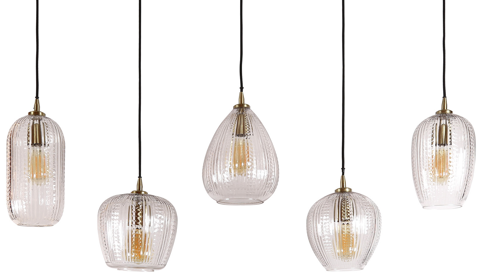 Lampa wisząca czarne klosze szklane transparentne 5L 120x150 cm – grafika-1.
