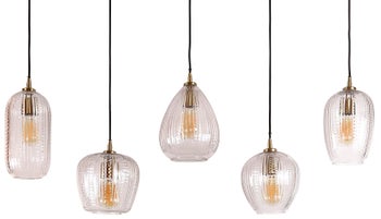 Lampa wisząca czarne klosze szklane transparentne 5L 120x150 cm – grafika-1.