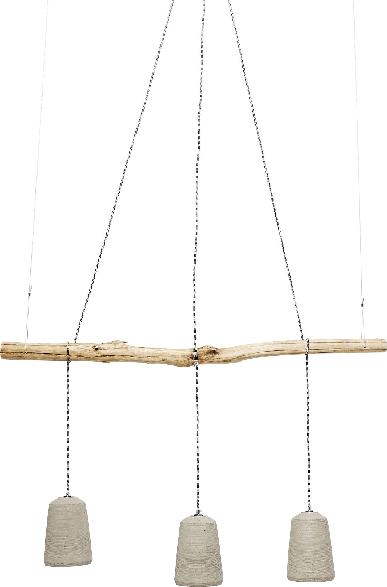 Lampada a sospensione dal design industriale - Dining Concrete - con tre punti luce in cemento – immagine-1.