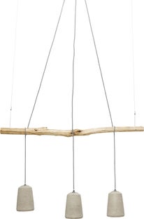 Lampada a sospensione dal design industriale - Dining Concrete - con tre punti luce in cemento – immagine-1.