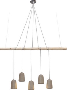 Lampadario dal design moderno in legno e cemento - Dining Concrete cinque – immagine-1.