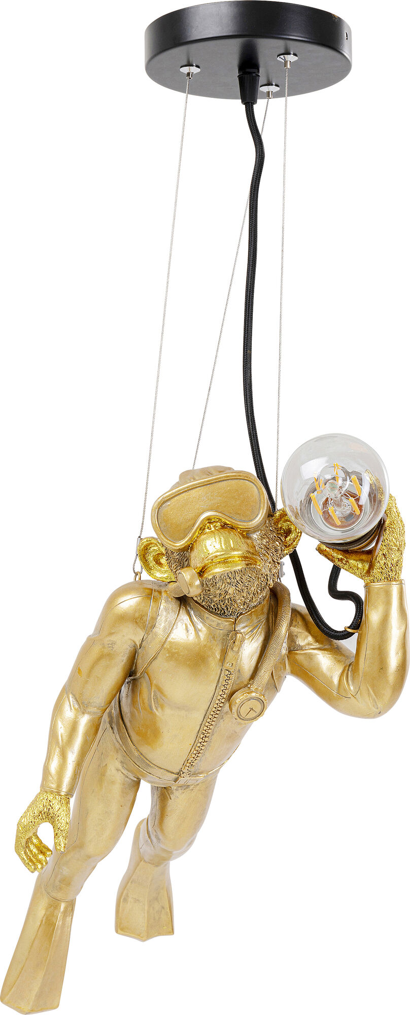Lampa wisząca w kształcie małpki złota 18x46 cm – obraz-1