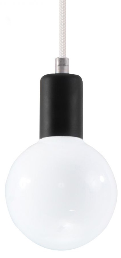 Lampa wisząca czarna 8x8 cm kabel biały – obraz-1