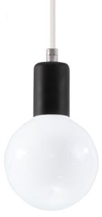 Lampa wisząca czarna 8x8 cm kabel biały – obraz-1