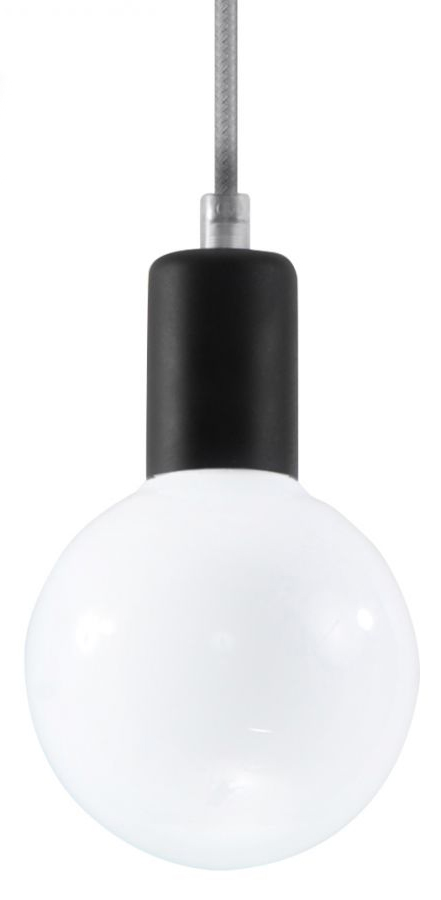 Lampa wisząca czarna 8x8 cm kabel szary – obraz-1