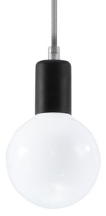 Lampa wisząca czarna 8x8 cm kabel szary – obraz-1