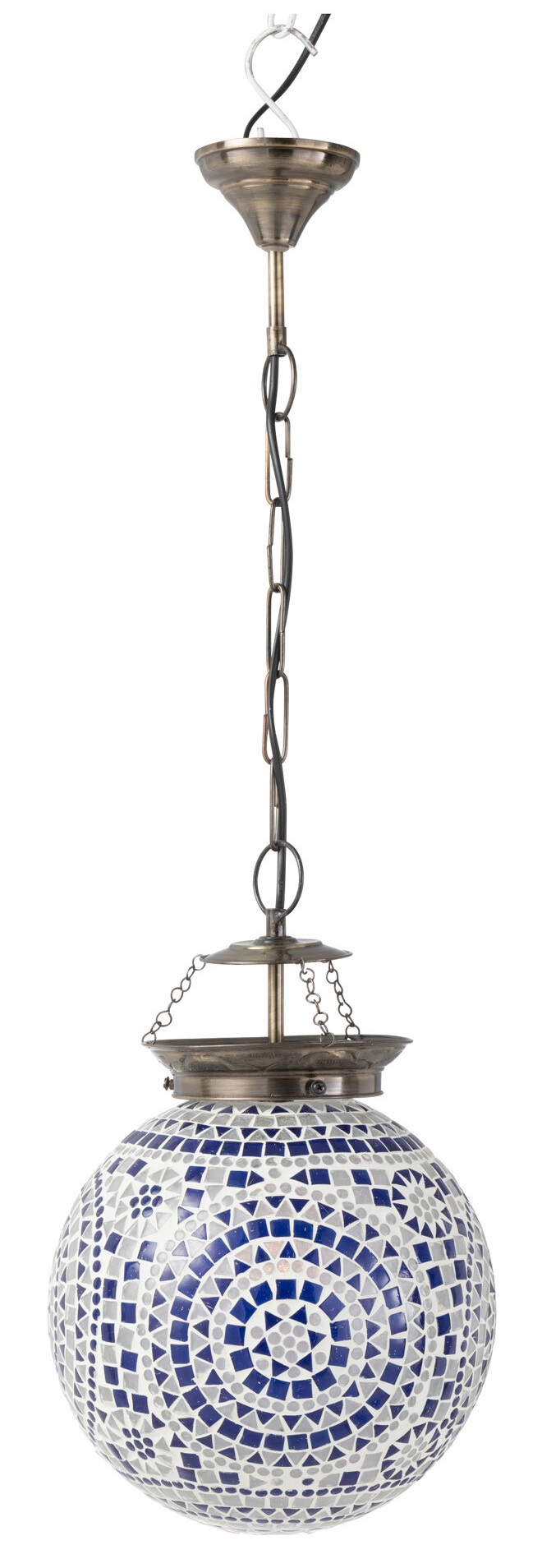 Lampa wisząca Eki biała klosz szklany mozaika Ø26 cm – obraz-1