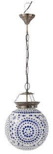 Lampa wisząca Eki biała klosz szklany mozaika Ø26 cm – obraz-1