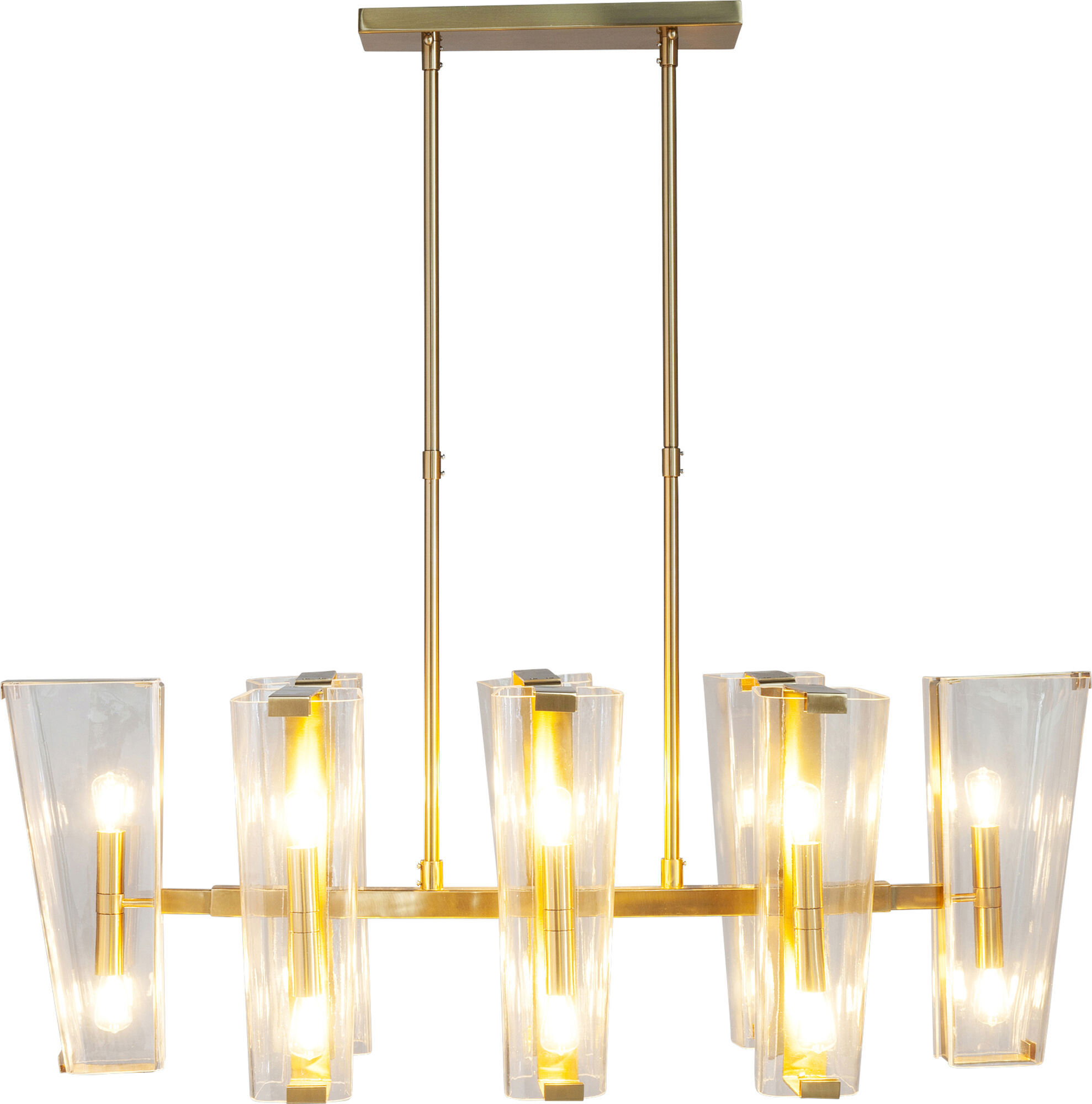 Lampa wisząca 16-punktowa złota 107 x 45 cm klosze szklane – obraz-1