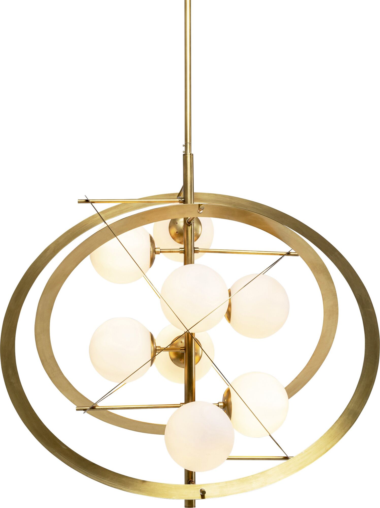 Taklampa Pendel Galaxia - Mässing/Vita glasklot, Ø102cm – bild-1.