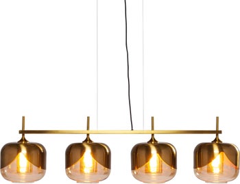 Taklampe Pendel Goblet Messing Og Tonet Glass 4 Lyspærer – bilde-1.