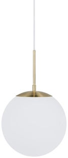 Lampa wisząca z kloszem w kształcie kuli Ø25x40 cm biało-złota – obraz-1