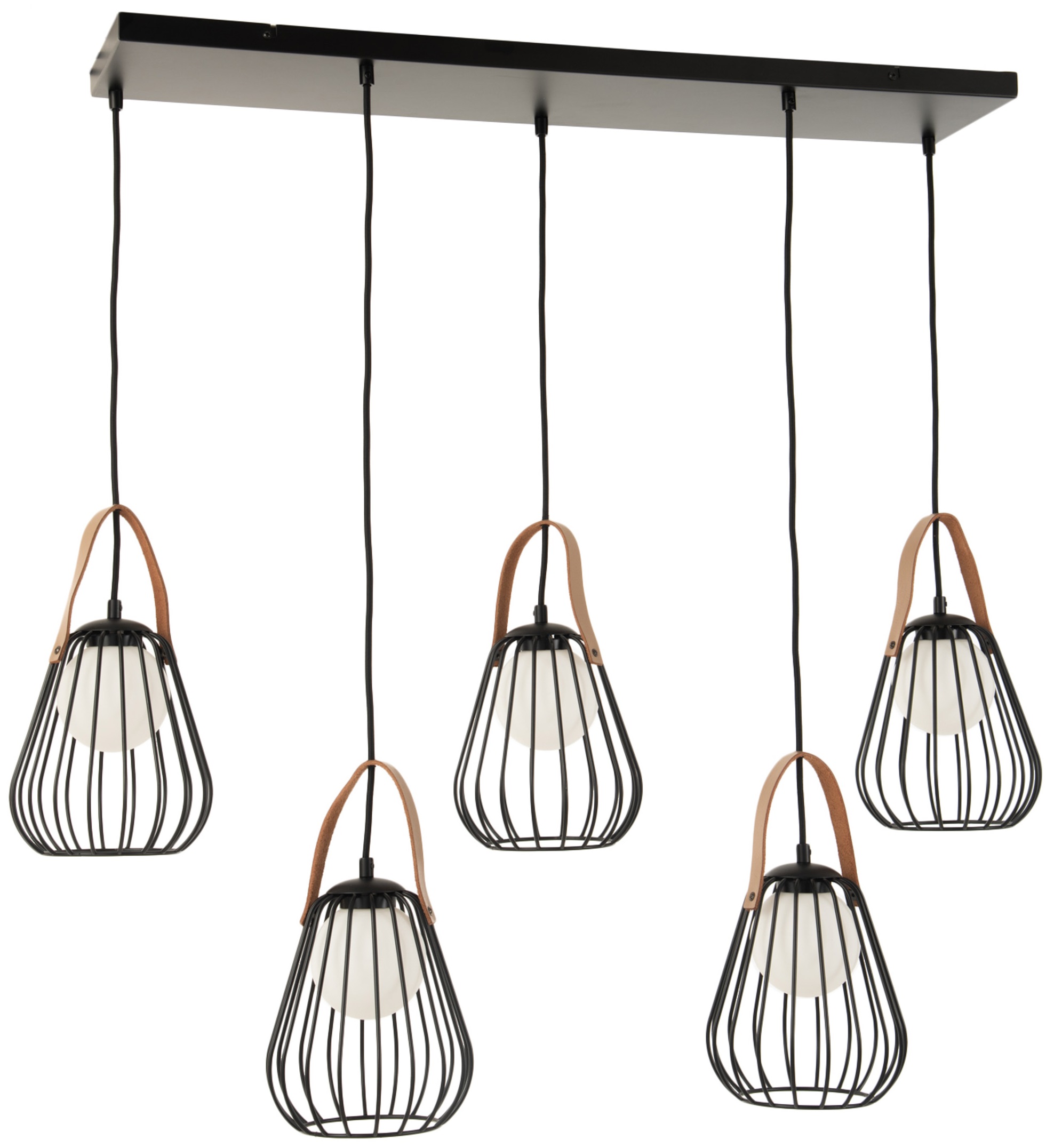 Lampa wisząca 5-punktowa metalowa czarna 100 x 31 cm – obraz-1