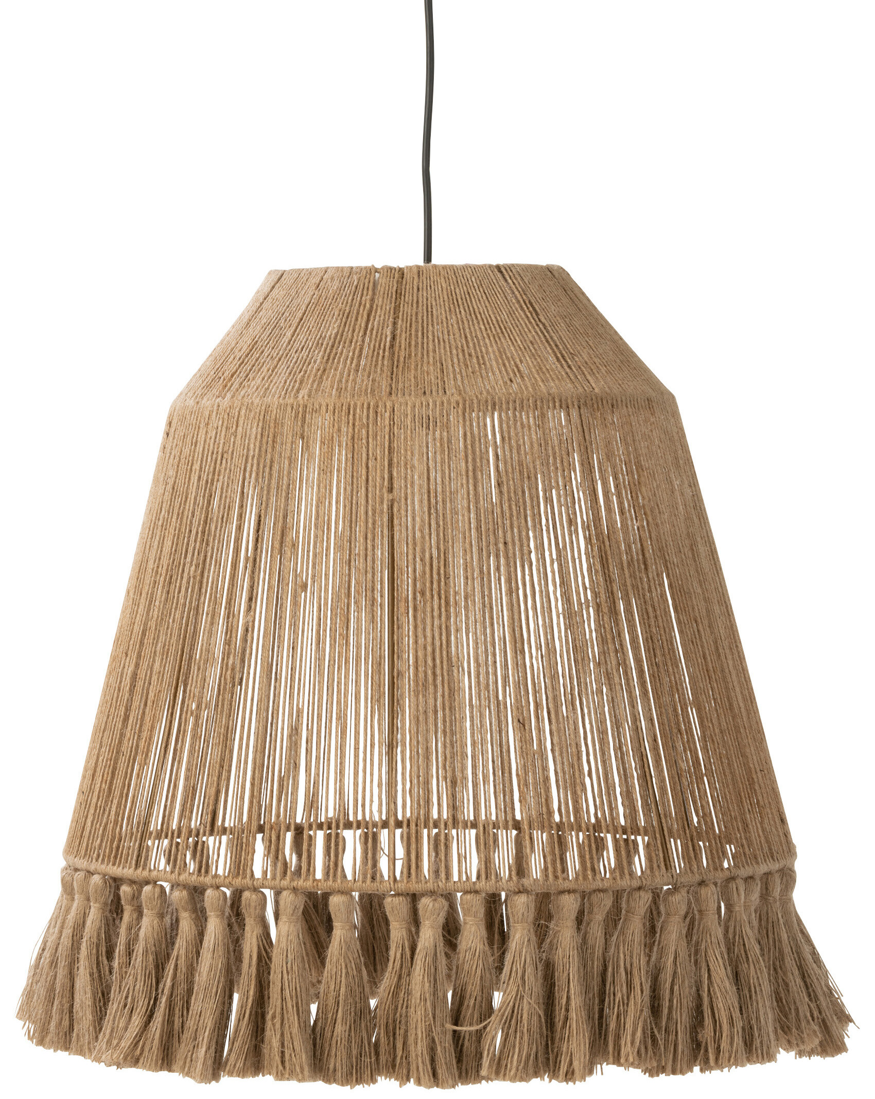 Lampa wisząca jutowa naturalna z frędzlami Ø53x53 cm – obraz-1