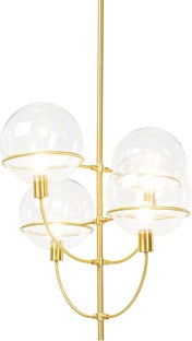 Lampa wisząca 4-punktowa 68x120 cm złota klosze szklane – obraz-1