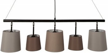 Lampa wisząca z 5 kloszami len brązowa 100x135 cm – grafika-1.