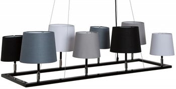 Lampa wisząca z 8 kloszami len szara 100x40 cm – obraz-1