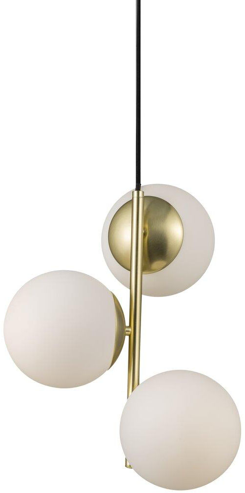 Lampa wisząca 3-punktowa złota klosz biały 32x37 cm – obraz-1