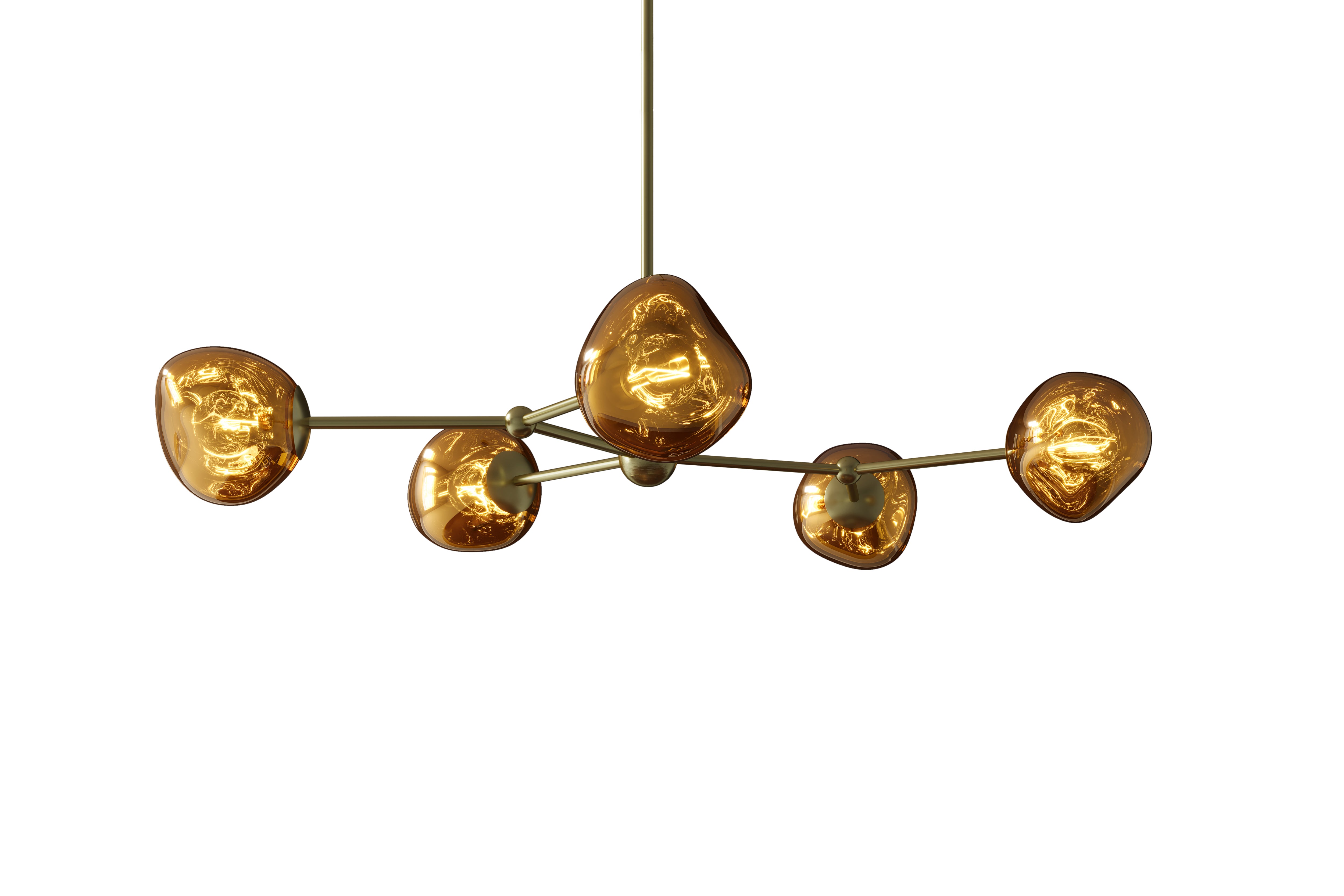 Lampa wisząca LIQUID DIAMOND 5 kloszy szklanych złota – grafika-1.