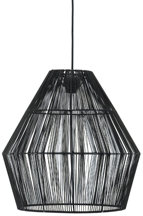 Lampa wisząca loft czarna metal i tkanina Ø45x45 cm – obraz-1