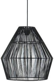 Lampa wisząca loft czarna metal i tkanina Ø45x45 cm – obraz-1
