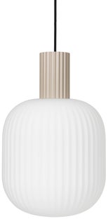 Lampa wisząca piaskowy ∅27x42 cm klosz biały – obraz-1