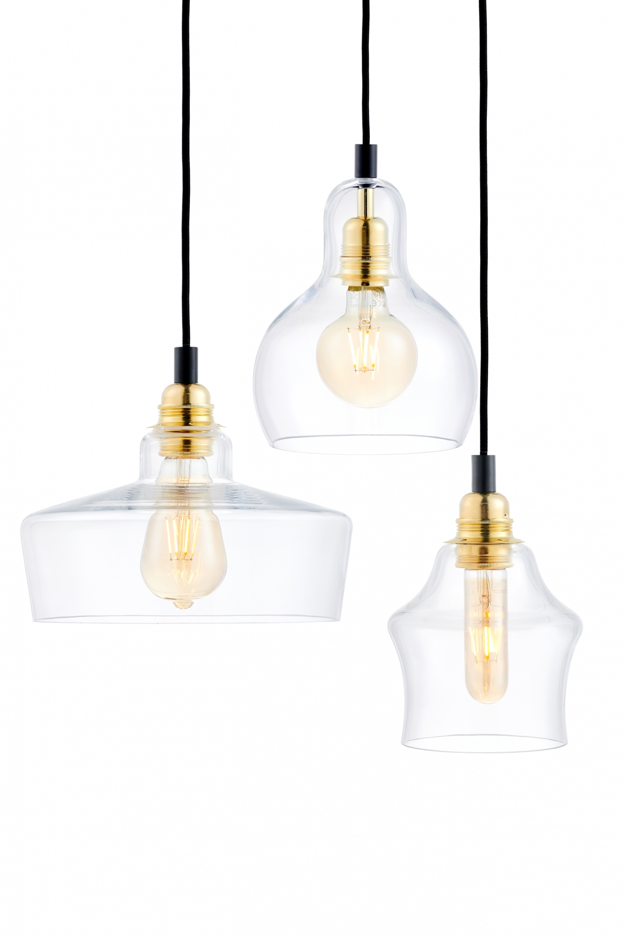 Lampa wisząca Longis Plafon 3 Gold ∅30x110 cm złota-transparentna – obraz-1