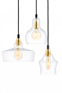 Lampa wisząca Longis Plafon 3 Gold ∅30x110 cm złota-transparentna – obraz-1