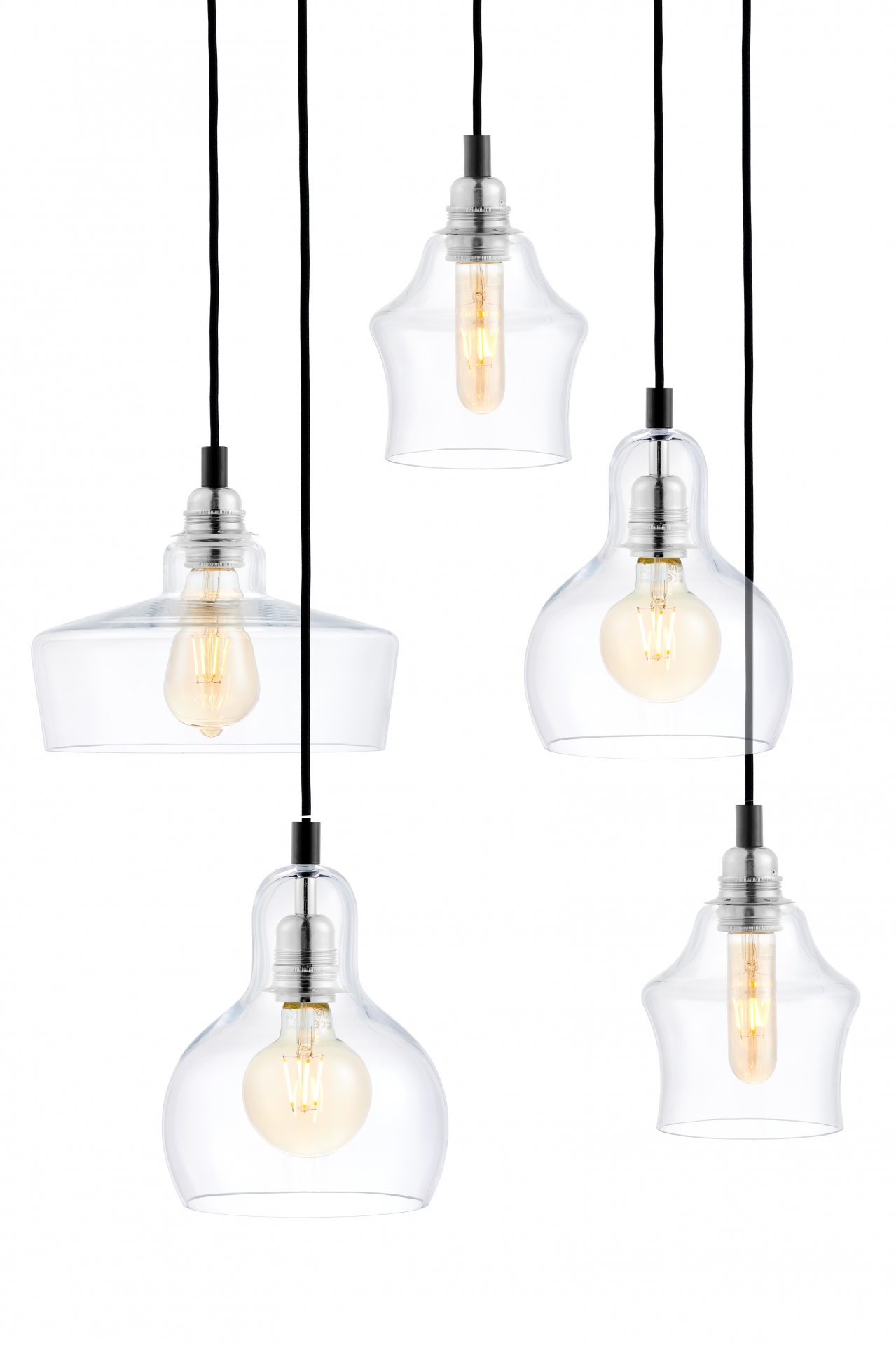 Lampa wisząca Longis Plafon 5 ∅48x140 cm czarno-transparentna – obraz-1