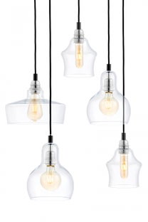 Lampa wisząca Longis Plafon 5 ∅48x140 cm czarno-transparentna – obraz-1