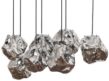 Lampa wisząca 7-punktowa srebrna 95x150 cm klosze chromowe – grafika-1.