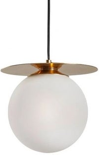 Lampa wisząca złota klosz biały 26 cm – obraz-1
