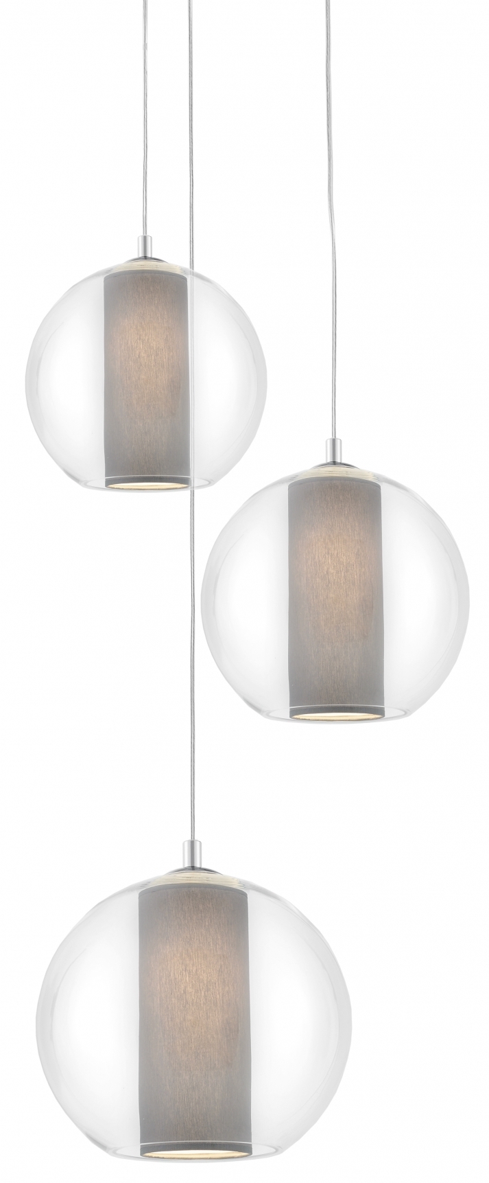 Lampa wisząca Merida Plafon 3 ∅30x140 cm szara – obraz-1