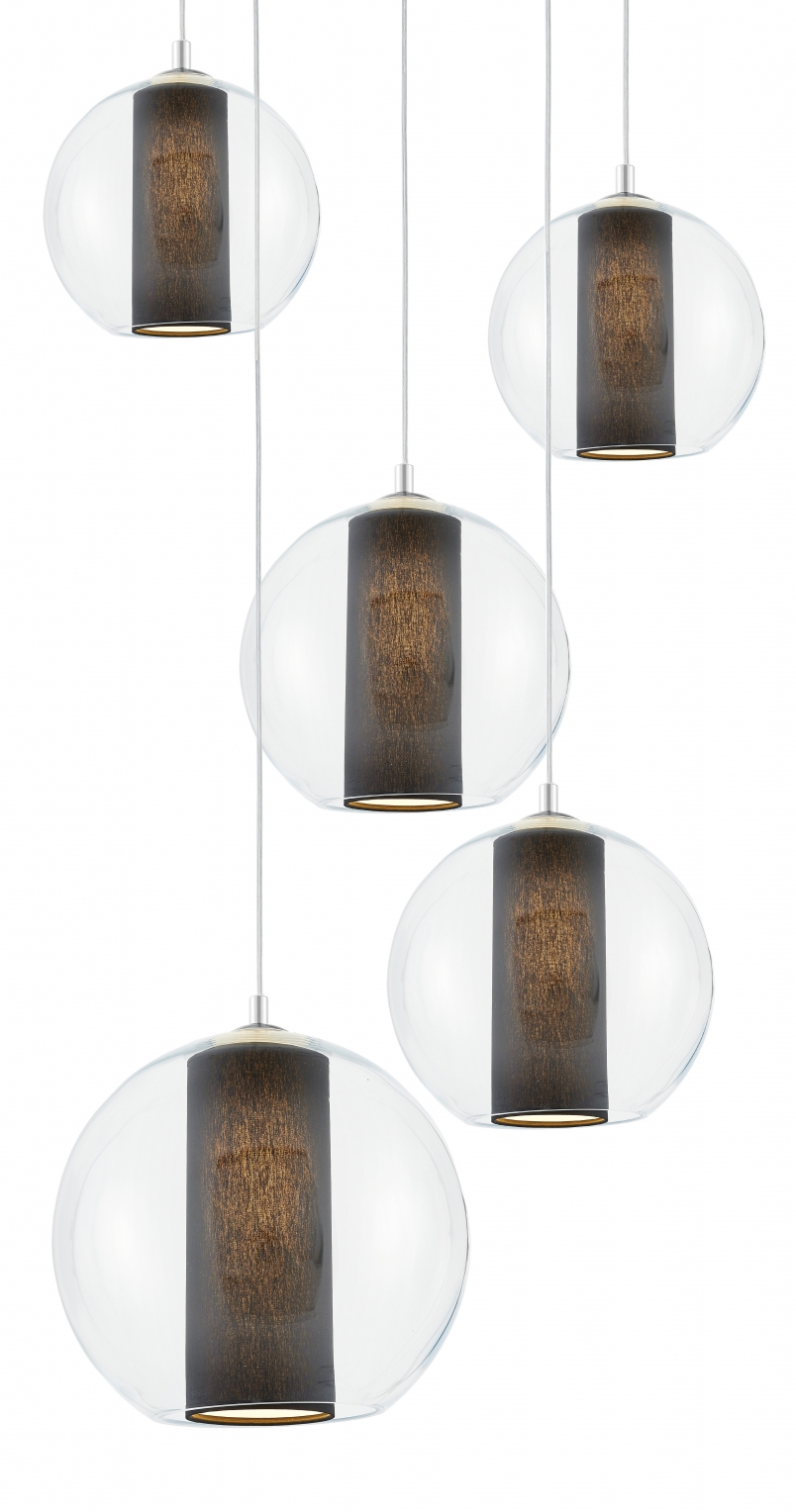 Lampa wisząca Merida Plafon 5 ∅48x180 cm czarna – obraz-1