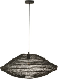 Lampa wisząca metalowa ażurowa czarna 72x34 cm – obraz-1