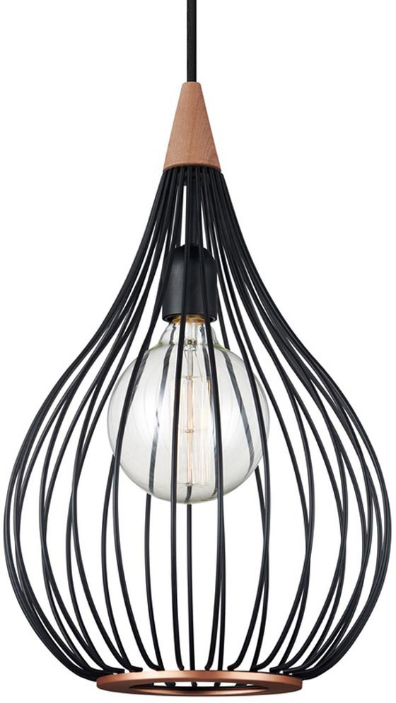 Lampa wisząca metalowa czarna ażurowa L Ø30x48 cm – obraz-1