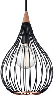 Lampa wisząca metalowa czarna ażurowa L Ø30x48 cm – obraz-1
